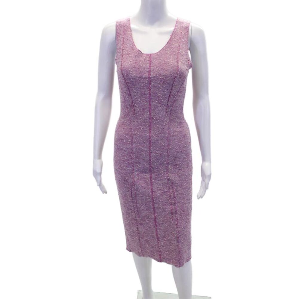 Nina Ricci Womens Tweed Sleeveless Pencil Skirt Lavender White Cotton Size EUR 3